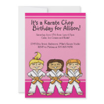 Girls Karate Themed Birthday Party Invitations
