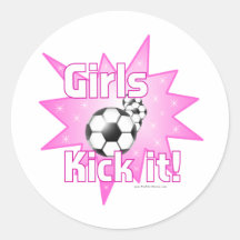 Girls Kick it Round Stickers