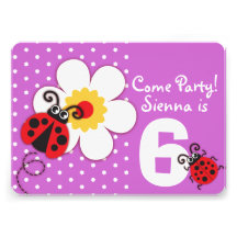 Girls ladybug party purple invitation