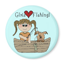 Girls Love Fishing Fridge Magnet