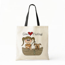 Girls Love Fishing T-shirts and Gifts Tote Bags