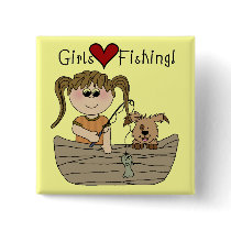 Girls Love Fishing T-shirts and Gifts Pins