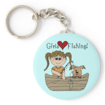 Girls Love Fishing T-shirts and Gifts Key Chains