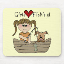 Girls Love Fishing T-shirts and Gifts Mouse Pads