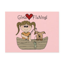 Girls Love Fishing T-shirts and Gifts Post Cards