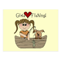 Girls Love Fishing T-shirts and Gifts Postcards