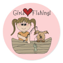 Girls Love Fishing T-shirts and Gifts Stickers