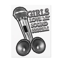 Girls Love My Sound System Dubstep DJay Post Card