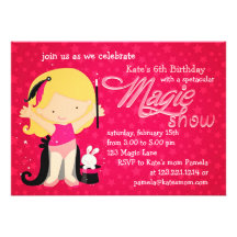 Girls Magic Theme Birthday Custom Invitations