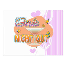 girls night out, last night out bachelorette party postcards
