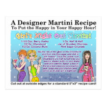 Girl's Night Out Martini Recipe Postcard