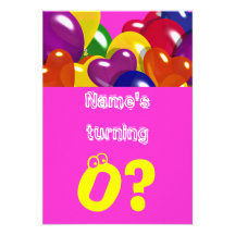 Girls pink balloons "any age" custom custom invite