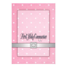 Girls Pink First Communion Custom Announcements