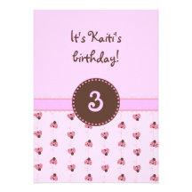 Girl's Pink Ladybug Invitations 2