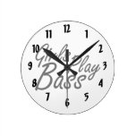 Girls play Bass black text wall clocks