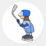 Girls Play Hockey!! Round Stickers