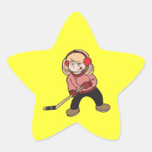 Girls Play Hockey Too Star Sticker