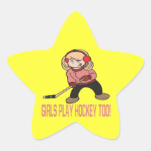 Girls Play Hockey Too Star Stickers