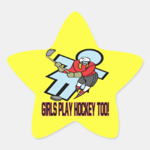 Girls Play Hockey Too Stickers