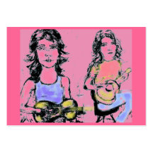 girls playin acoustic business card