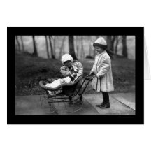 Girls Playing with a Doll in a Carriage 1912 Greeting Card