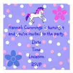 Girl's Polka Dot and Unicorn Birthday Invitation
