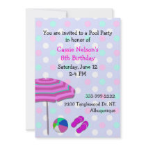 Girl's Pool Party Birthday Invitation