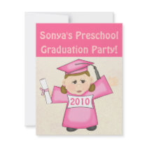 Girls Preschool / Kindergarten Graduation Party Invite
