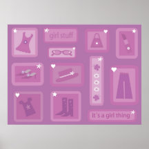 Girls pretty clothes & shoes lilac & pink poster
