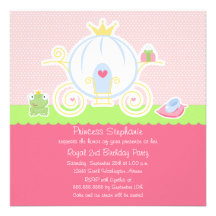 Girl's princess birthday party carriage invitation