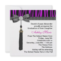 Girls Purple Zebra Graduation Announcements