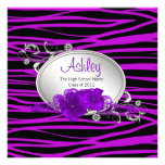 Girls Purple Zebra Graduation Announcements
