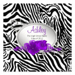 Girls Purple Zebra Graduation Announcements
