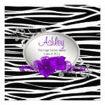 Girls Purple Zebra Graduation Announcements