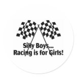 Girls Racing Round Sticker