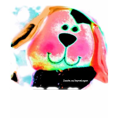 Girl's Ringer T-Shirt, blk & white, Happy Face Dog by JayneLogan