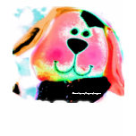 Girl's Ringer T-Shirt, blk & white, Happy Face Dog
