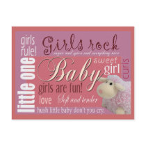 Girls rock baby shower postcard