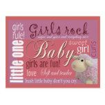 Girls rock baby shower postcard