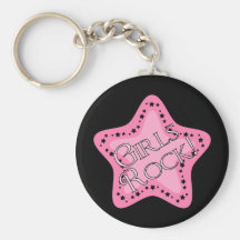 Girls Rock Pink Star Keychains
