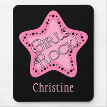 Girls Rock Pink Star Mouse Pad