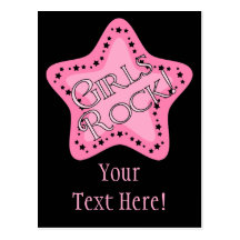 Girls Rock Pink Star Postcards
