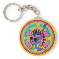 Girls Rock Skull & Crossbones Key Chain