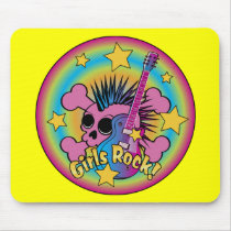 Girls Rock Skull & Crossbones Mouse Pads