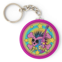 Girls Rock Skull Key Chain