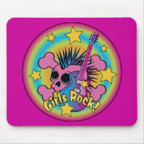 Girls Rock Skull Mouse Pads