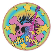 Girls Rock Skull Stickers