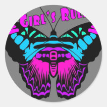 Girl's Rule Butterfly Stickers