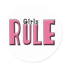 Girls Rule Round Stickers