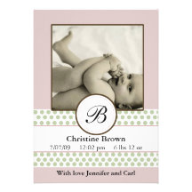Girls Sage Dots Birth Announcement